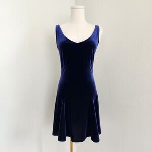 Victoria’s Secret Blue Velvet Empire Waist Skater Dress Flare Skirt XS